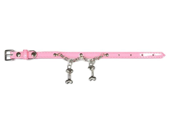 Diva baby pink dog bone charms dog collar